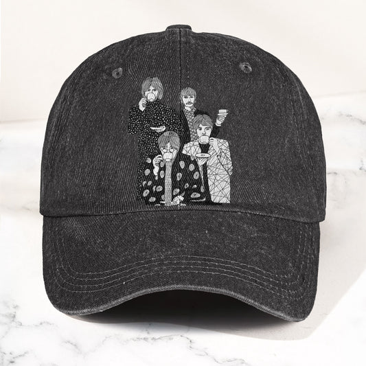 The Beatles Drinking Tea Denim Cap – Retro Vintage Rock Band Dad Cap Gift For Dad (With Box)