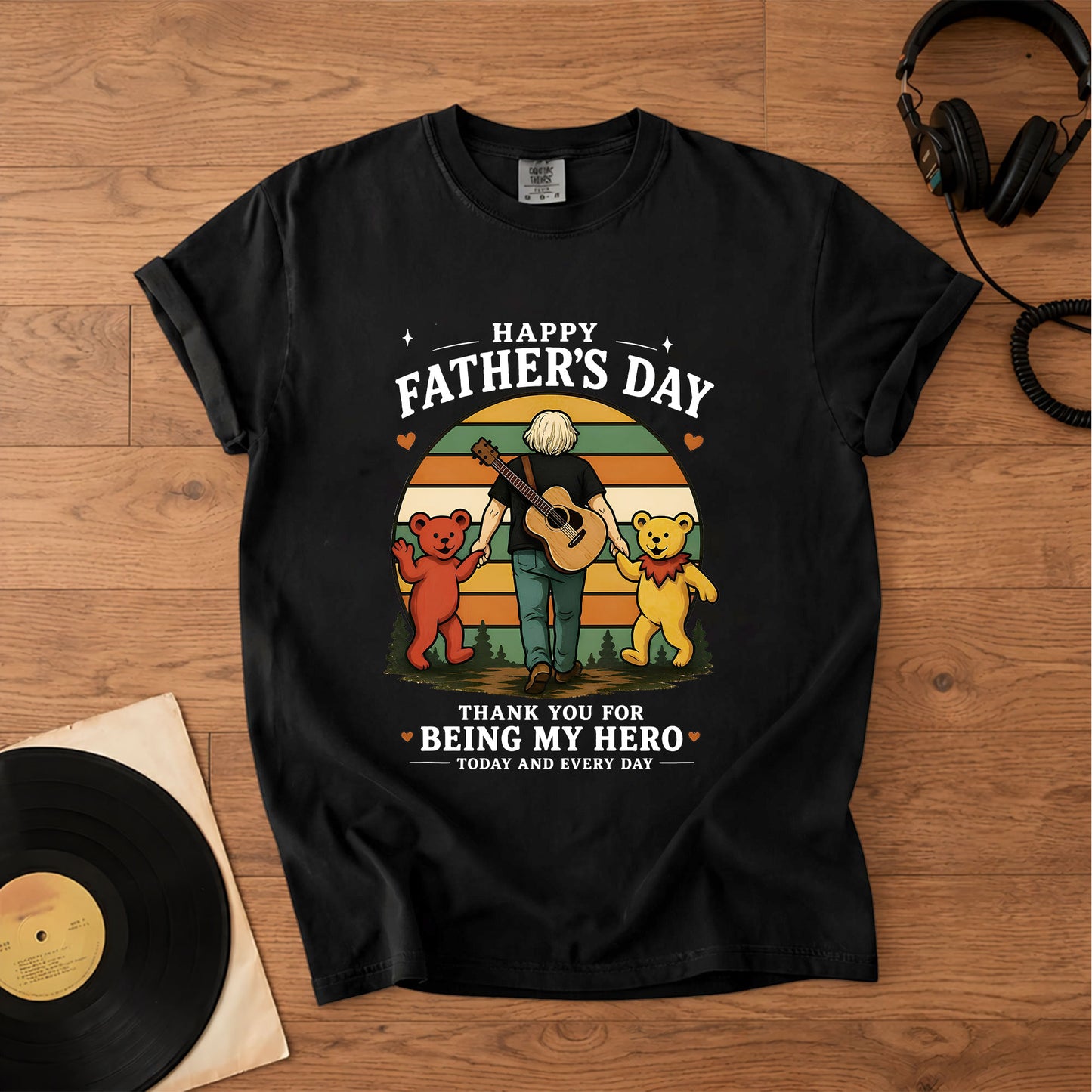 Father’s Day "My Hero" Graphic T-Shirt – Retro Music Grateful Dead Inspired Gift For Dad Tee