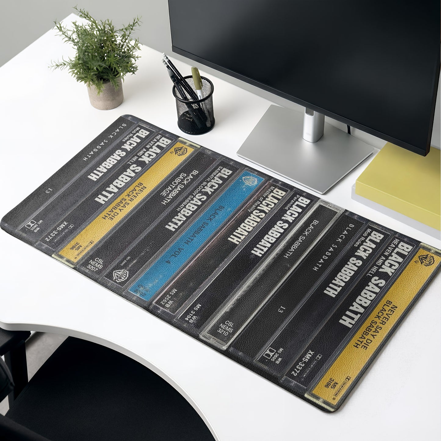Black Sabbath Cassette Album Collage Print Desk Mat – Non-slip Office Gift Keyboard Pad Birthday Gift For Music Lovers