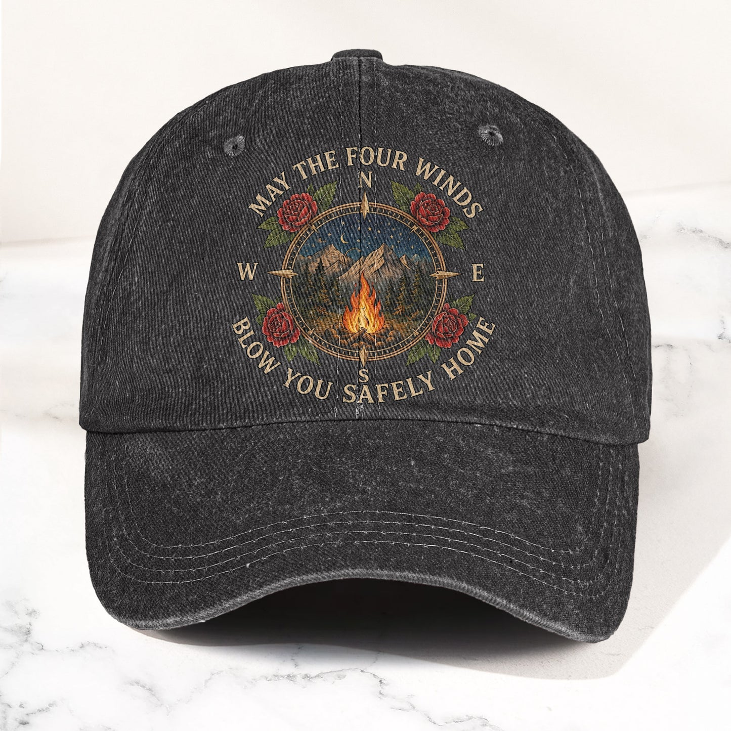 Grateful Dead Franklin's Tower May The Four Winds Blow You Safely Home Campfire Nature Denim Cap – Retro Vintage Dad Cap Gift For Dad (With Box)