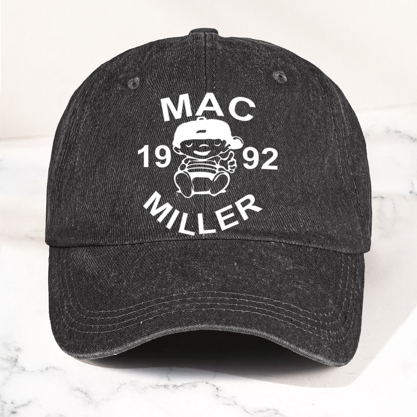 Mac Miller Denim Dad Cap – 1992 Baby Logo Tribute Design ( With BOX)