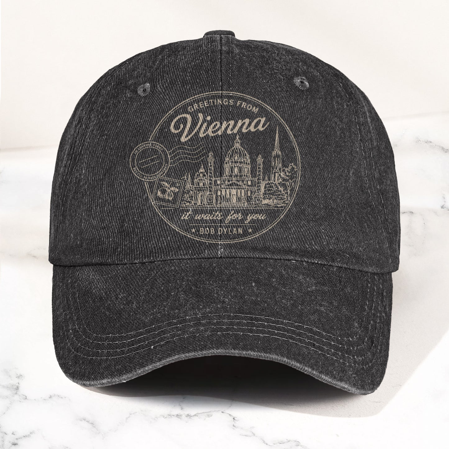 Bob Dylan Vienna It Waits For You Denim Cap – Retro Vintage Dad Cap Gift For Dad (With Box)
