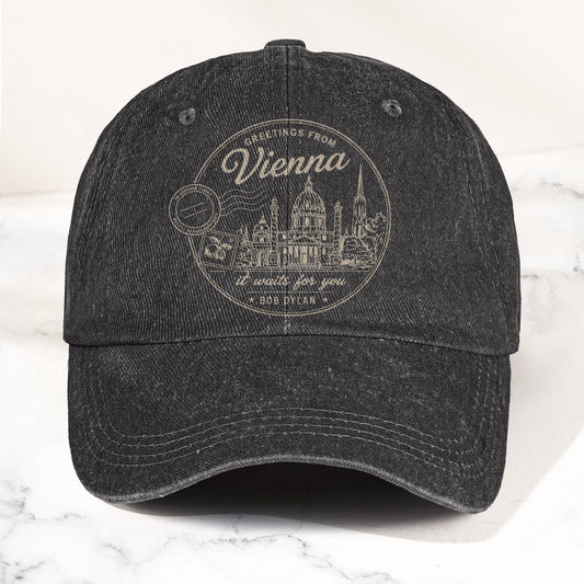Bob Dylan Vienna It Waits For You Denim Cap – Retro Vintage Dad Cap Gift For Dad (With Box)