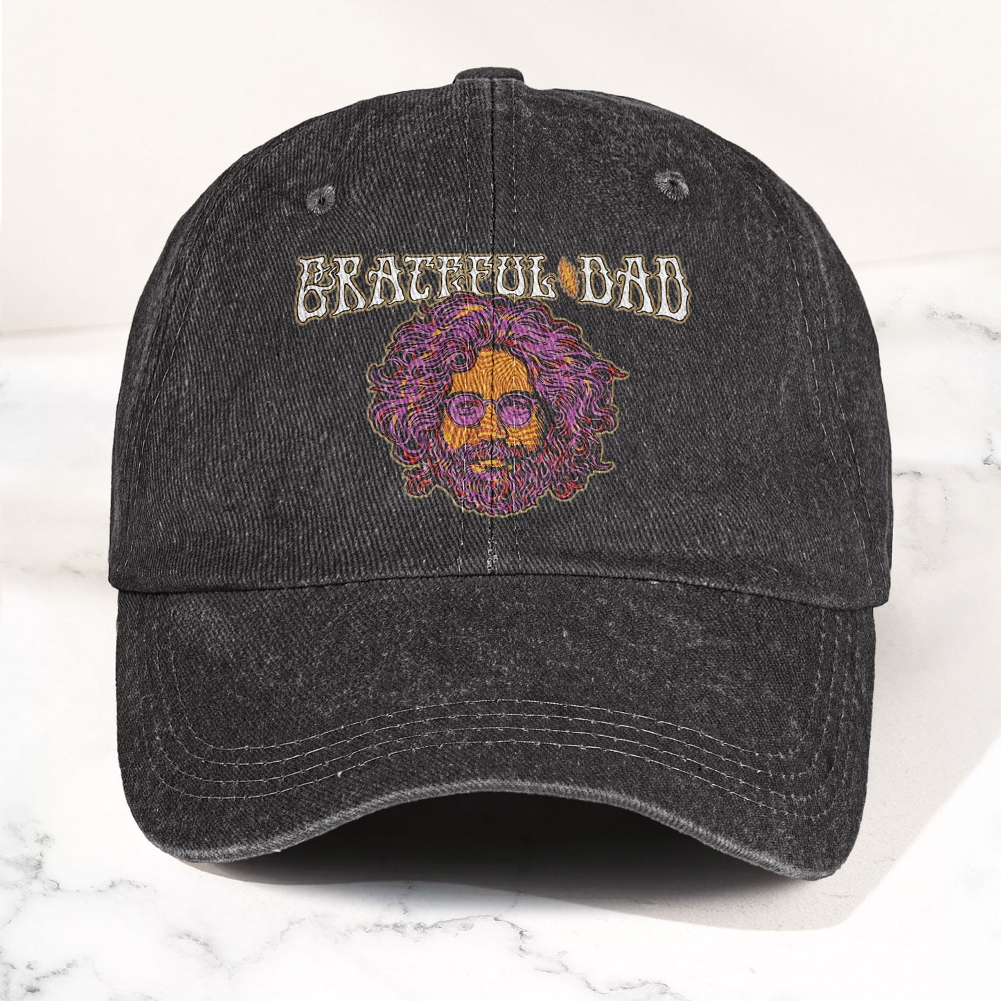 Grateful Dead Jerry Garcia Illustration Denim Cap – Retro Vintage Dad Cap Gift For Dad Father's Day Gift (With Box)