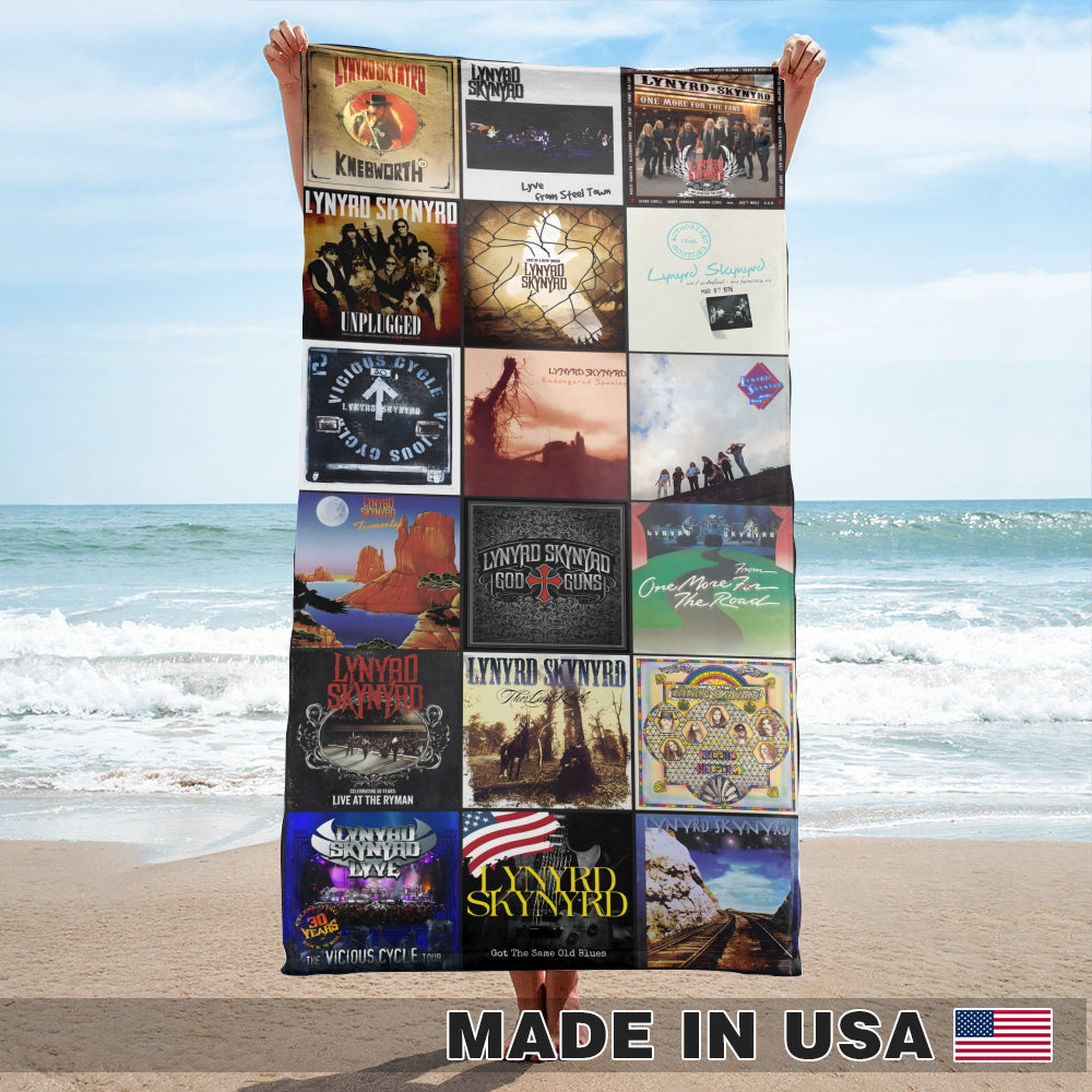 Lynyrd Skynyrd Beach Towel – Album Cover Collage Southern Rock Towel