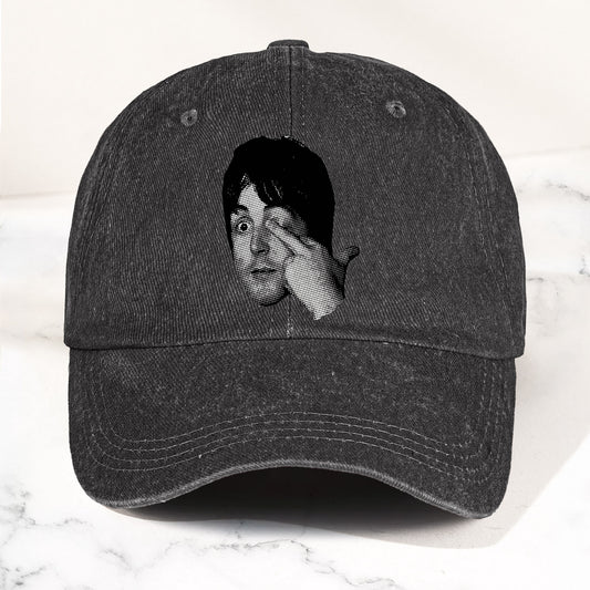 Paul McCartney Vintage Portrait Denim Cap – The Beatles Retro Dad Hat ( With Box)