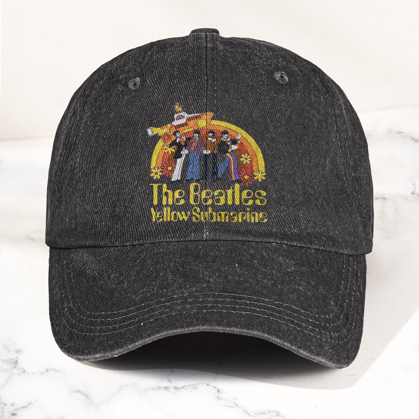 The Beatles Yellow Submarine Denim Dad Cap – Iconic Album Design ( With BOX)