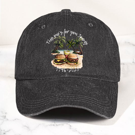 Jimmy Buffett Tribute Denim Dad Cap – "This One’s For You Jimmy" Vintage Hat