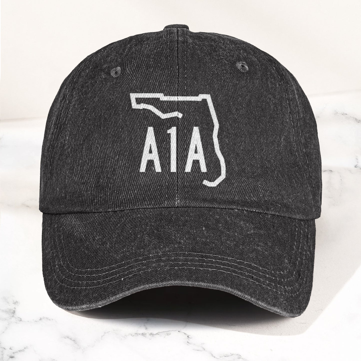 A1A Highway Sign Florida Denim Cap – Retro Jimmy Buffett Inspried Hat (With Box)