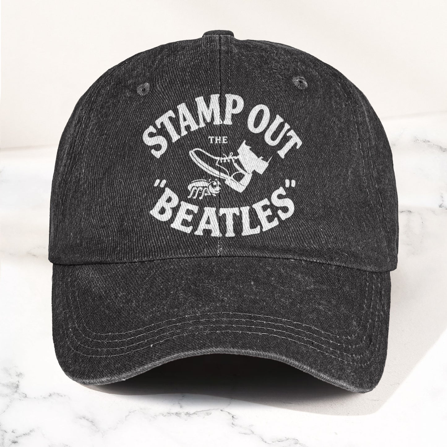 The Beatles Stamp Out Vintage 1960s Satire Graphic Music Merch Denim Cap – Retro Vintage Dad Cap Gift For Dad (With Box)