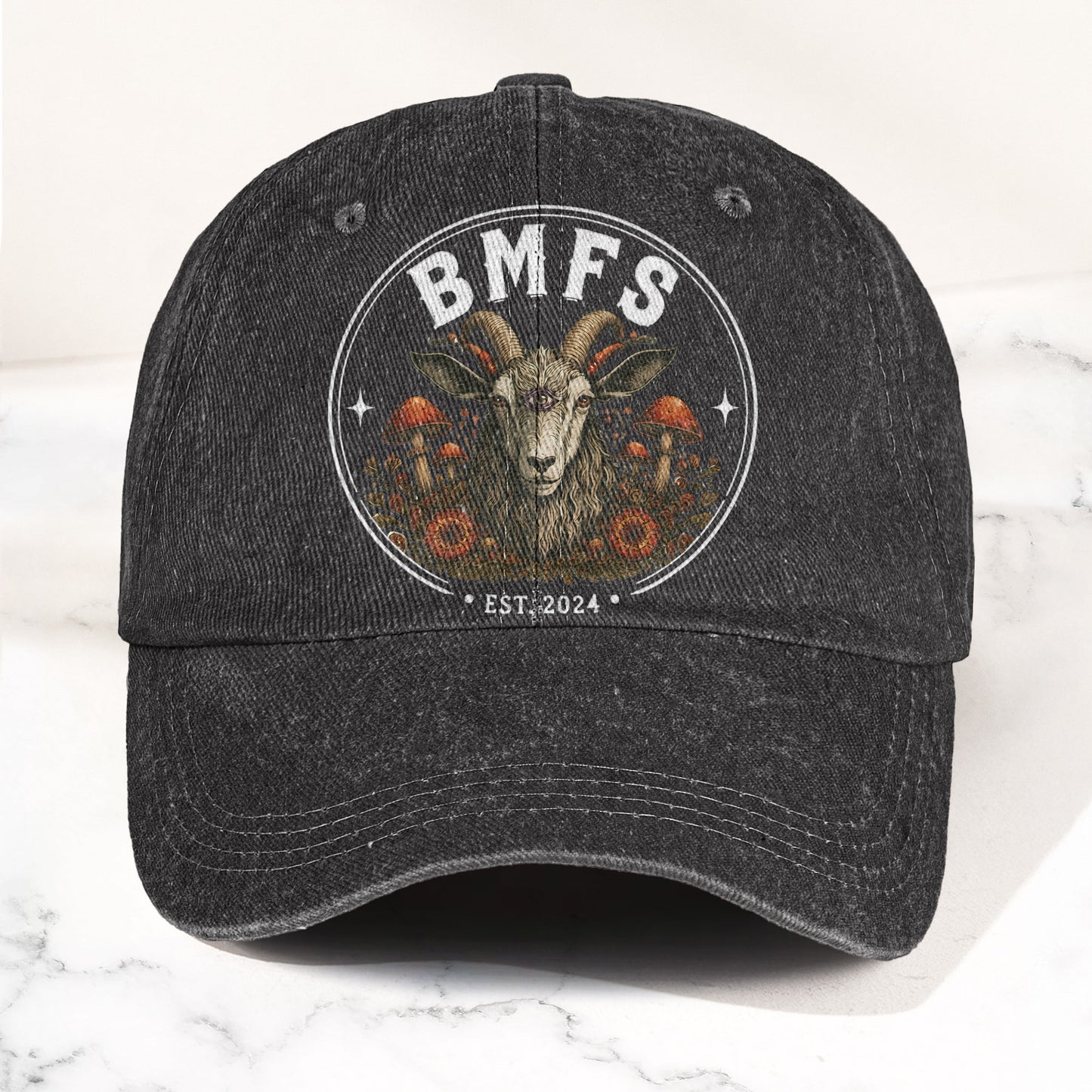 Billy Strings BMFS Goat Three Eyed Goat Mushroom Vintage Graphic Denim Cap – Retro Vintage Dad Cap Gift For Dad (With Box)