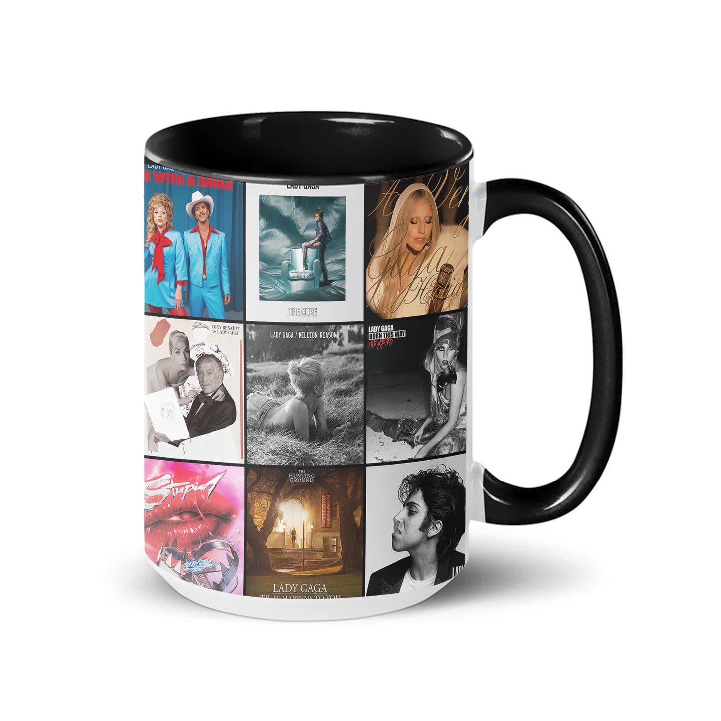 Lady Gaga Accent Mug – Pop Icon Album Cover Collage Gift