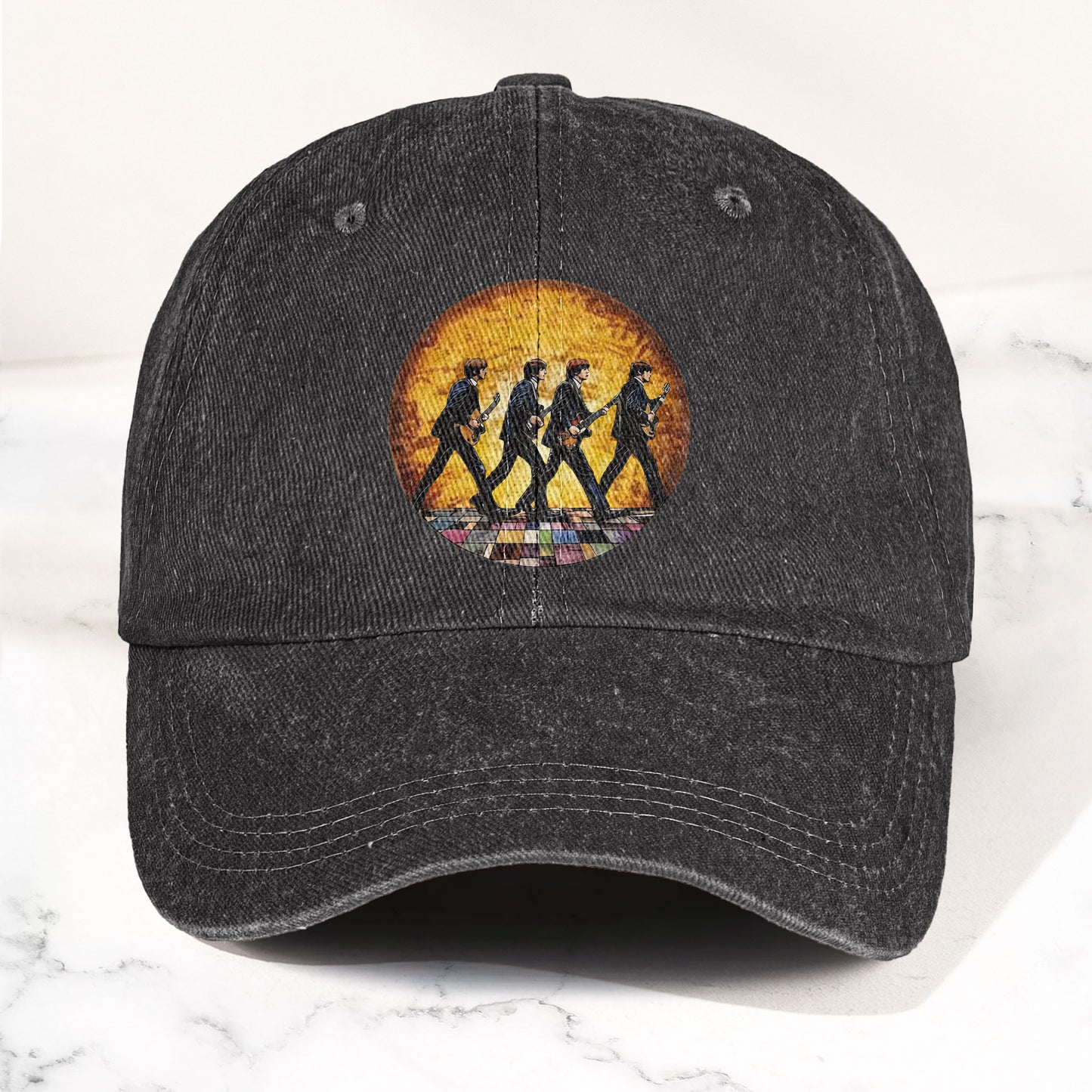 The Beatles Retro Crossing Album Art Sun Catcher Denim Cap – Iconic Album Design ( With BOX)