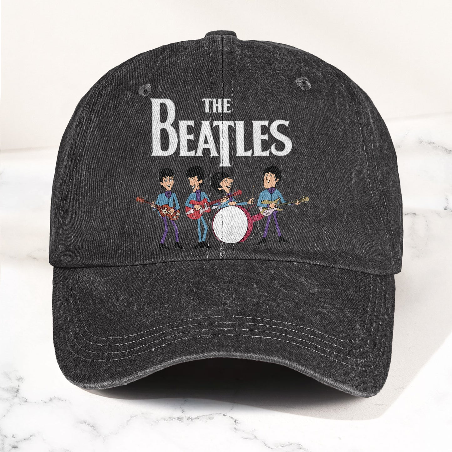 The Beatles Fab Four Cartoon Denim Cap – Retro Vintage Dad Cap Gift For Dad (With Box)