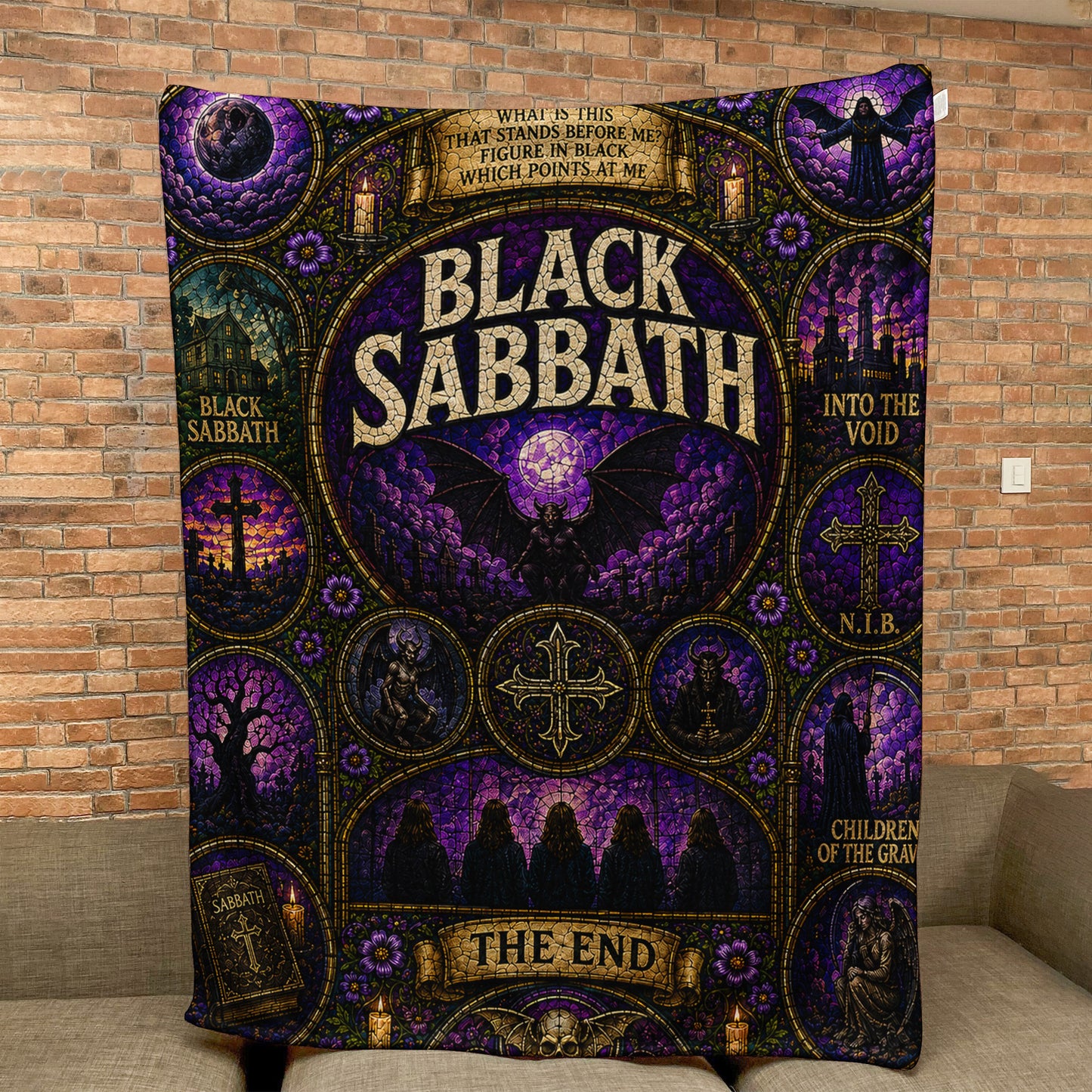 Black Sabbath Sherpa Blanket – The End Stained Glass Blanket