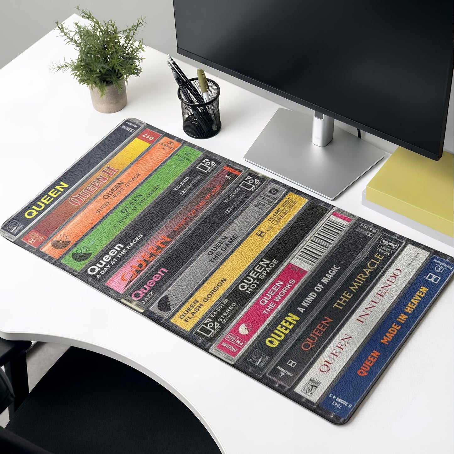 Queen Band Cassette Album Collage Print Desk Mat – Non-slip Office Gift Keyboard Pad Birthday Gift For Music Lovers