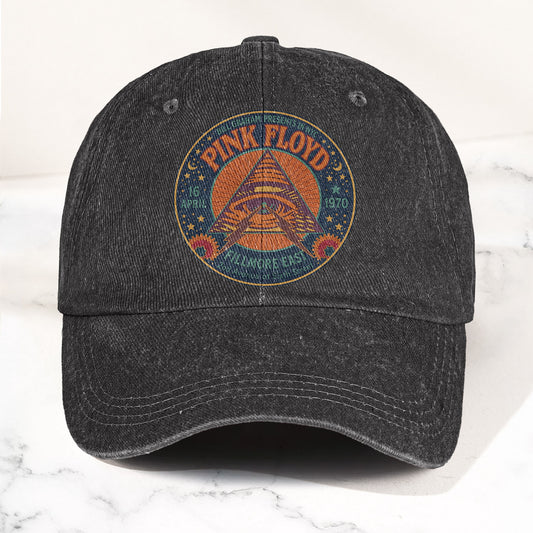 Pink Floyd 1979 Fillmore Poster Graphic Vintage Denim Cap – Retro Dad Cap (With Box)