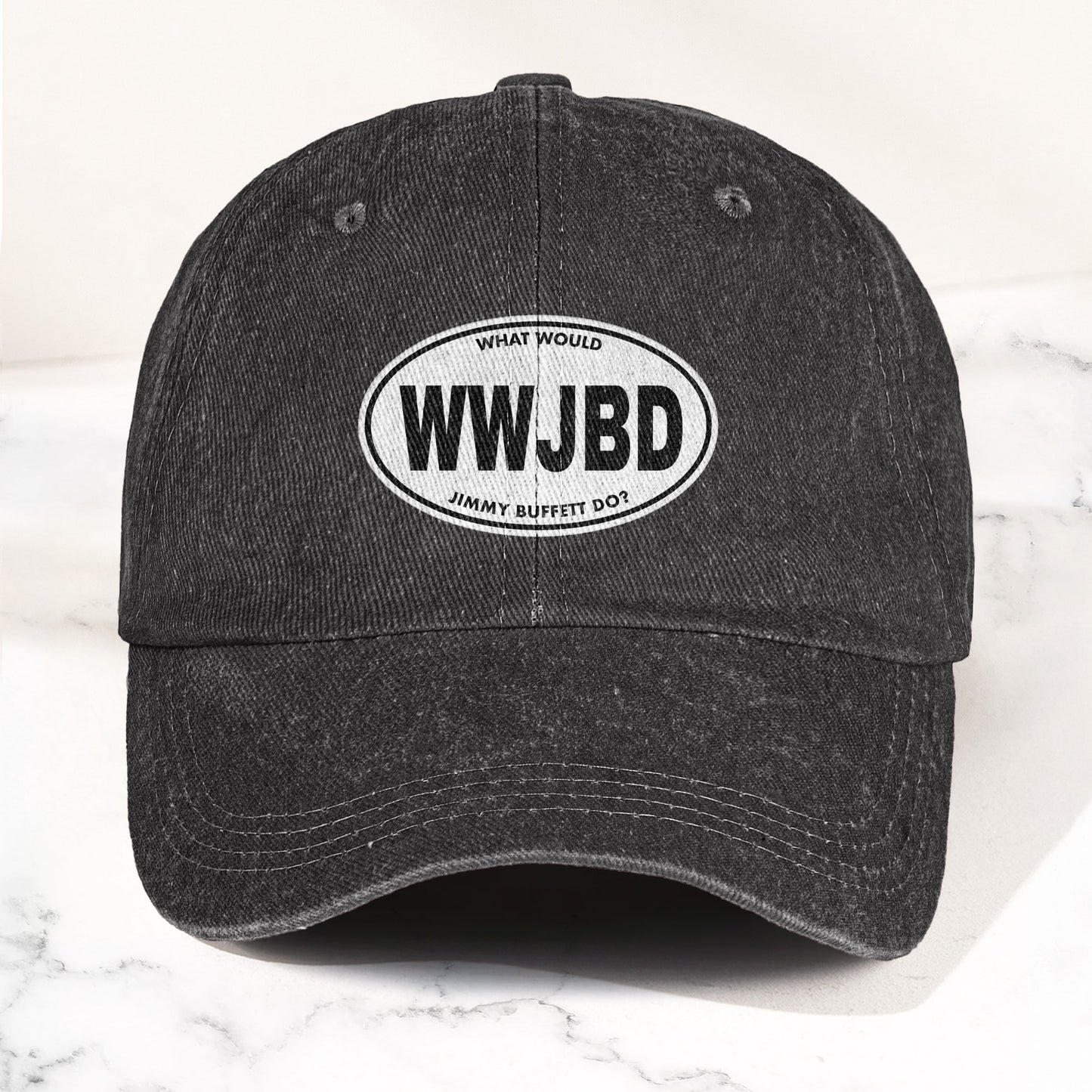 WWJBD Denim Cap – Retro Jimmy Buffett Inspired Dad Hat (With Box)