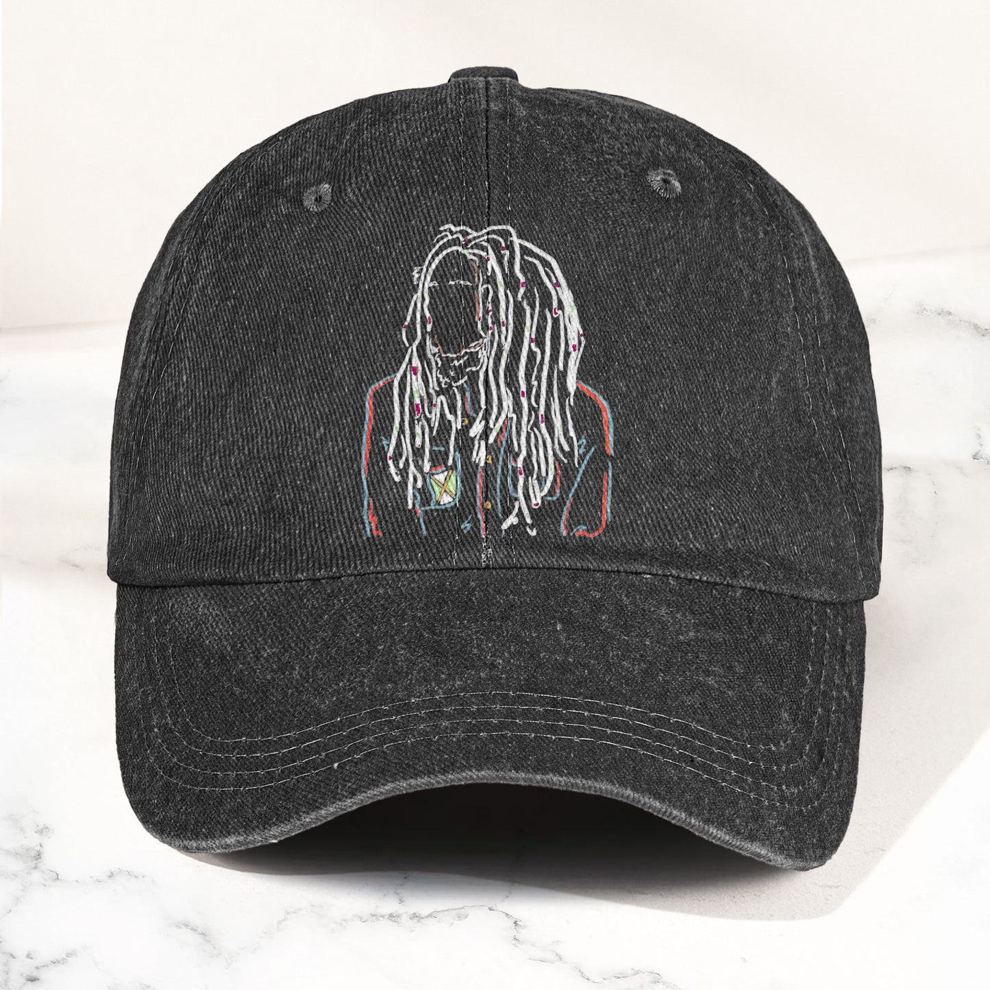 Bob Marley Portrait Casual Denim Cap – Retro Music Fan Concert Cap Gift For Dad (With Box)