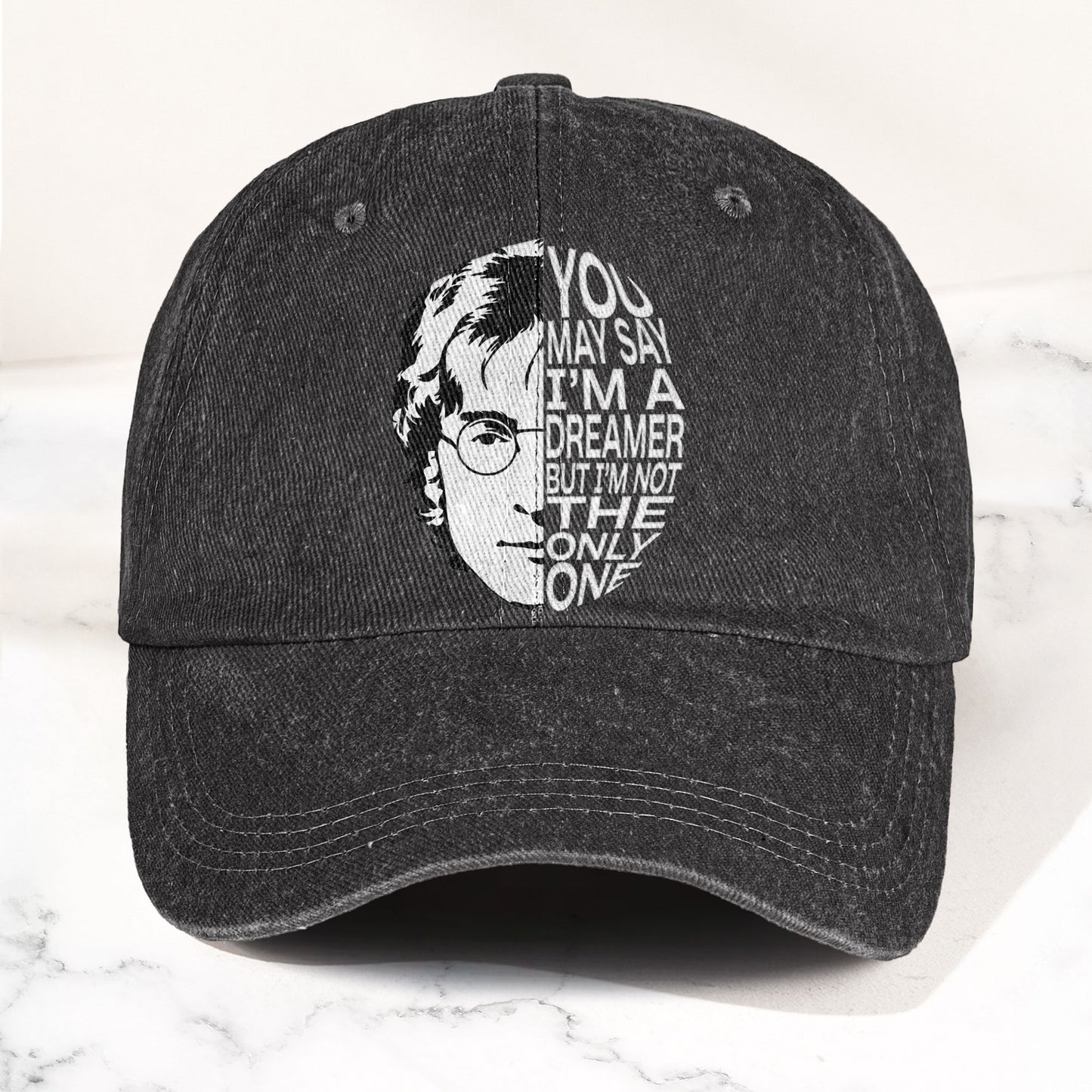 John Lennon You May Say I'm A Dreamer But I'm Not The Only One Denim Cap – Retro Rock Music Fan Cap Gift For Dad (With Box)