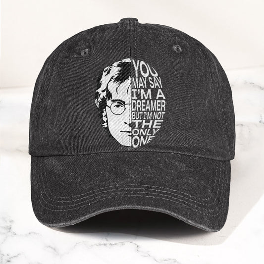 John Lennon You May Say I'm A Dreamer But I'm Not The Only One Denim Cap – Retro Rock Music Fan Cap Gift For Dad (With Box)