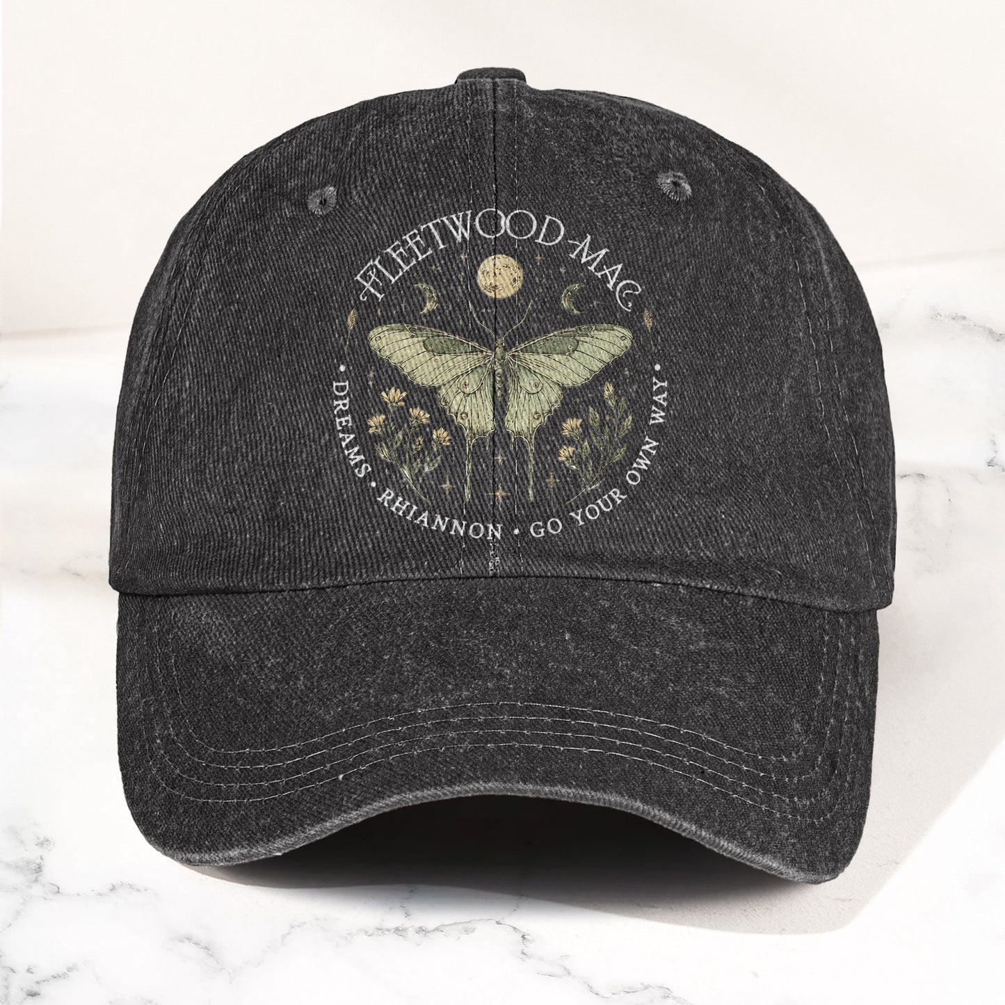 Fleetwood Mac Butterfly Mystical Graphic Vintage Denim Cap – Retro Dad Cap (With Box)