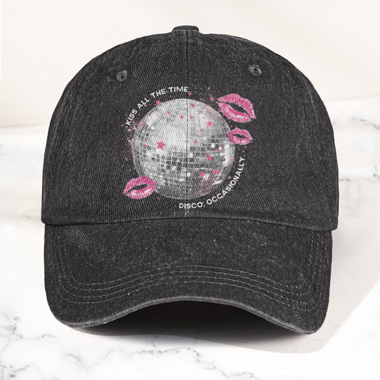 Harry Styles Kiss All The Time Disco, Occasionally Denim Cap – Retro Vintage Dad Cap Gift For Dad (With Box)