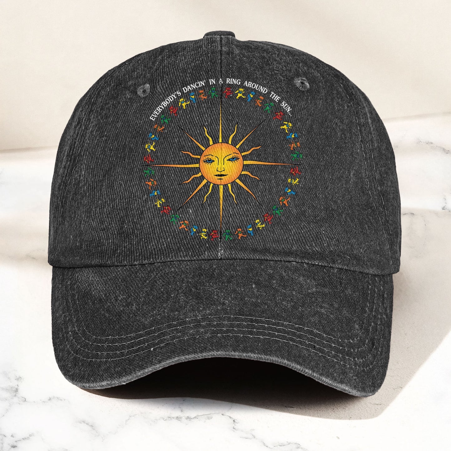 Grateful Dead Denim Cap – Sun & Dancing Bears “Ring Around the Sun” Dad Hat (With Box)