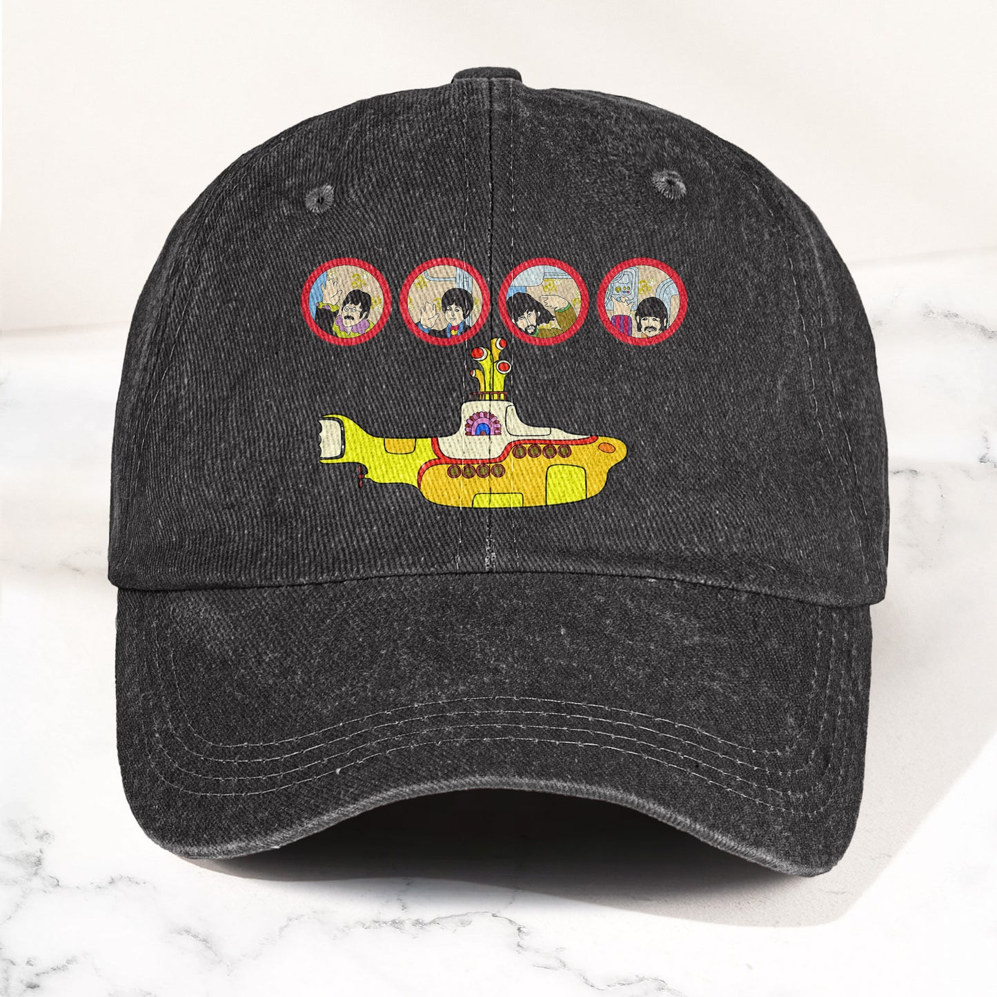 Yellow Submarine from The Beatles 1968 Cartoon Film Denim Cap – Retro Music Fan Concert Cap Gift For Dad (With Box)