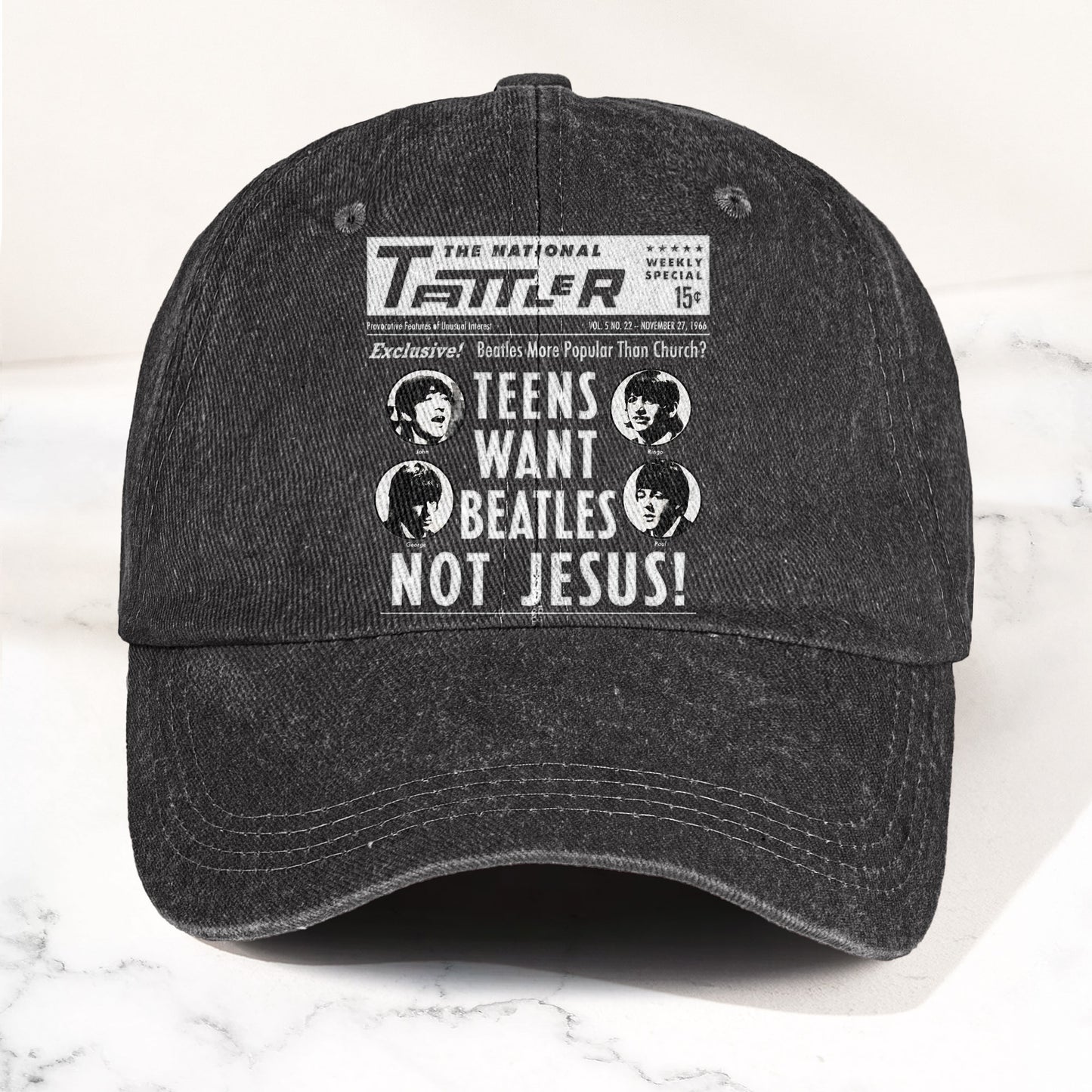 Teens Want Beatles Not Jesus Denim Cap – Retro Rock Music Fan Cap (With Box)