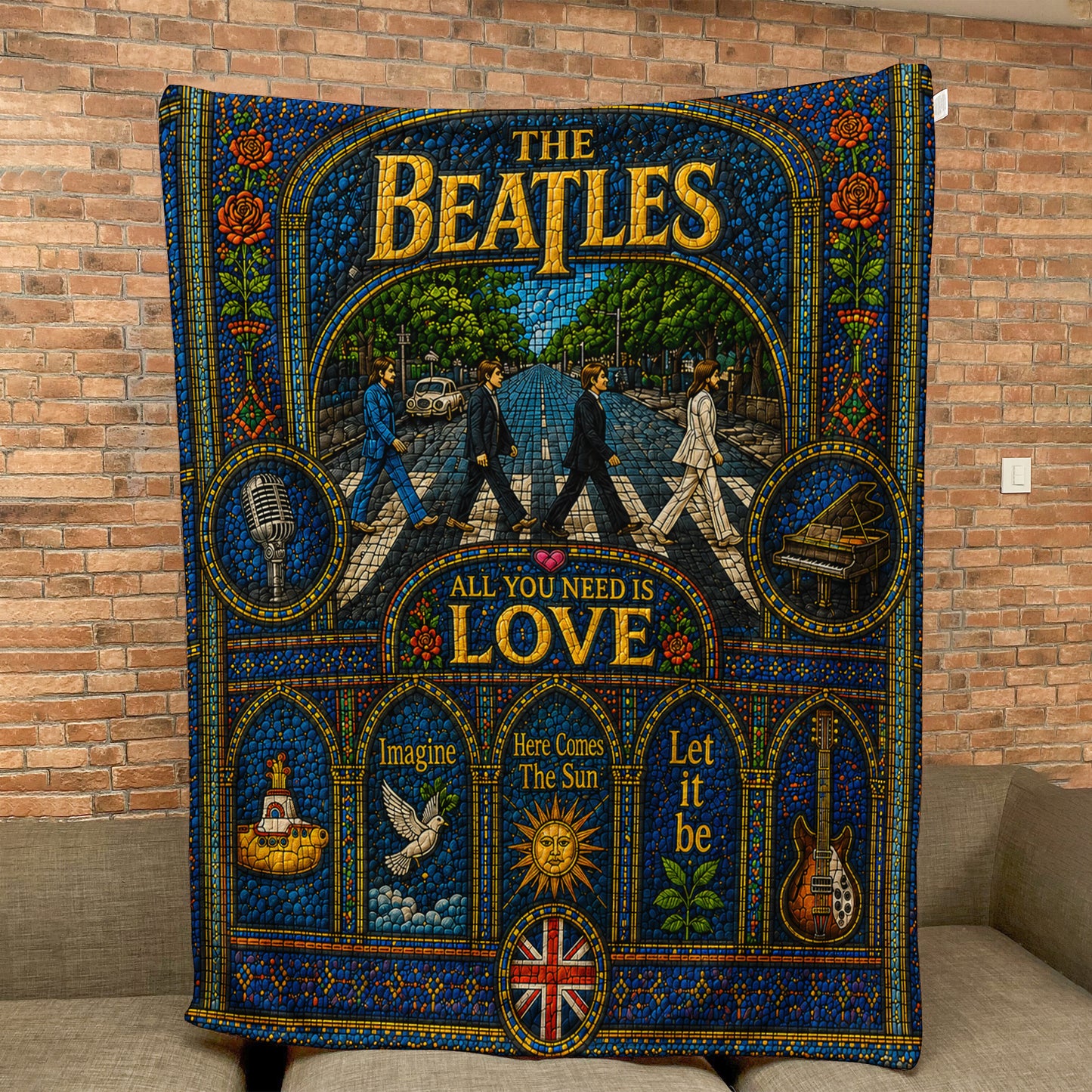 The Beatles Abbey Road Sherpa Blanket – Yellow Submarine Stained Glass Blanket