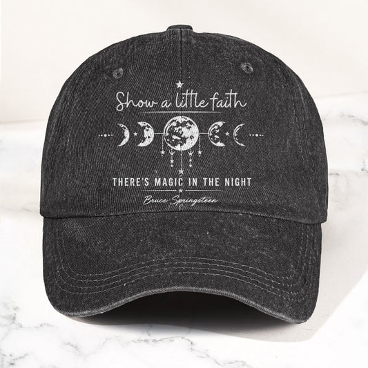 Bruce Springsteen Show a little faith, there's magic in the night Denim Cap – Retro Rock Music Fan Cap (With Box)