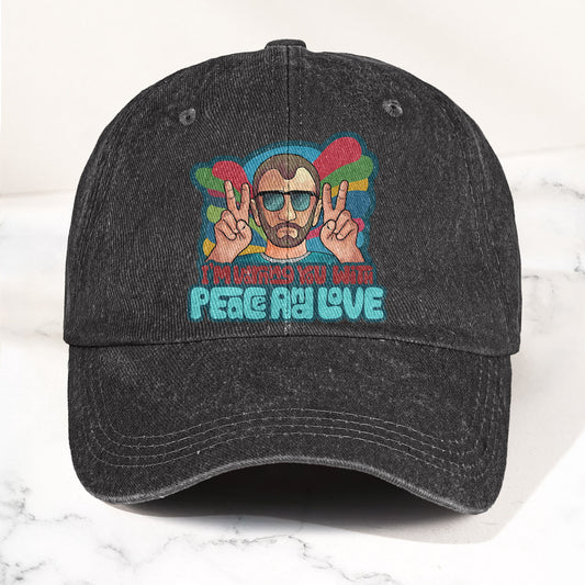Beatles Ringo Starr Warning You With Peace and Love Denim Cap – Retro Rock Music Fan Cap (With Box)