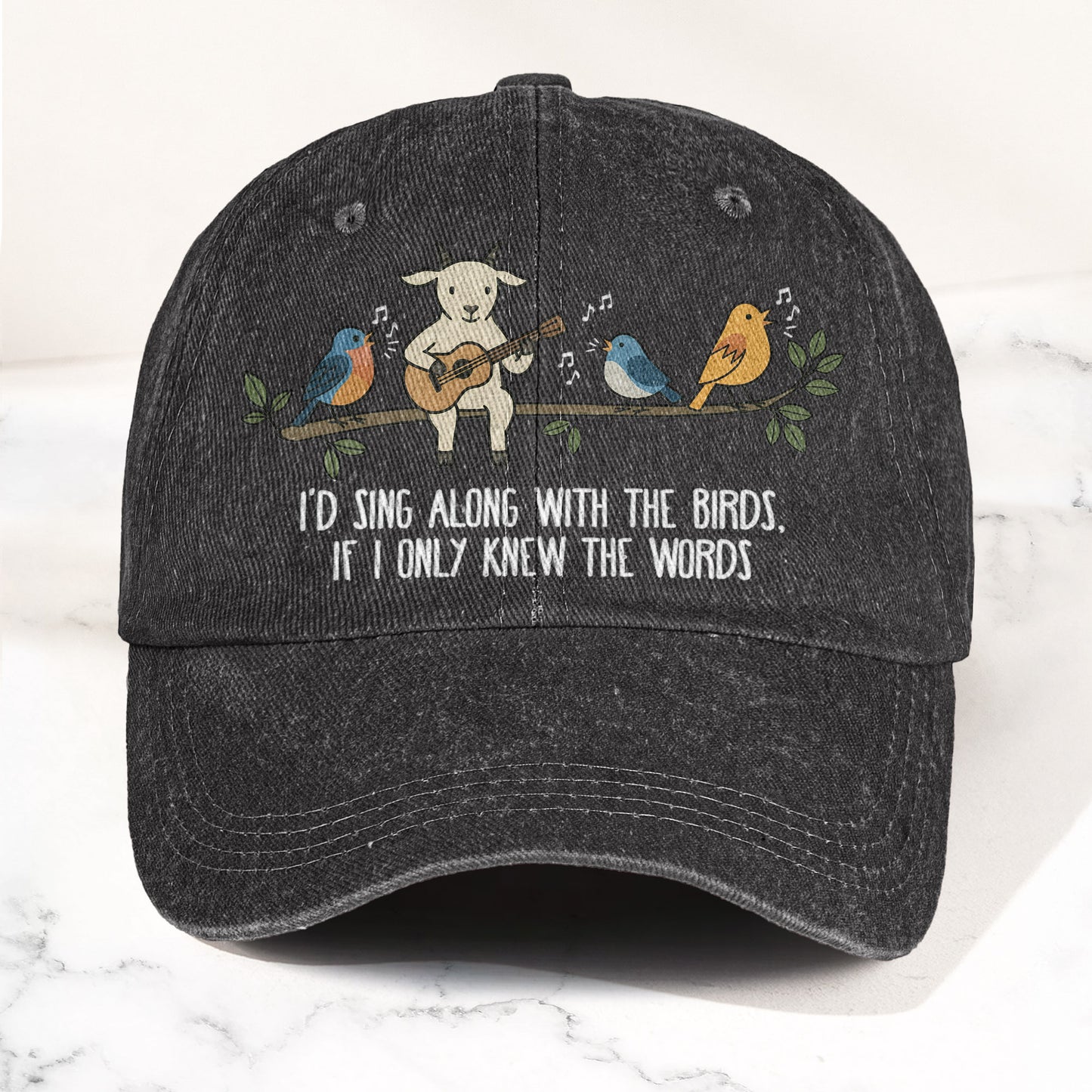 Billy Strings Gild the Lily Lyrics Goat Acoustic Guitar Cosmic Bluegrass Vintage Denim Cap – Retro Vintage Dad Cap Gift For Dad (With Box)