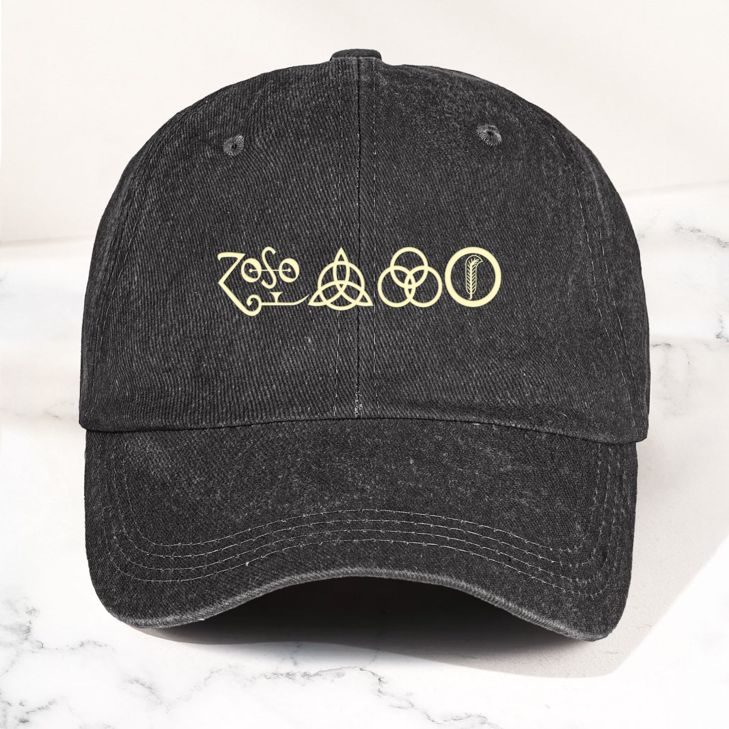Led Zeppelin Denim Cap – ZoSo Symbols Minimalist Dad Hat ( With Box)