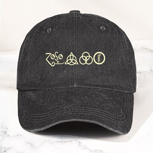 Led Zeppelin Denim Cap – ZoSo Symbols Minimalist Dad Hat ( With Box)