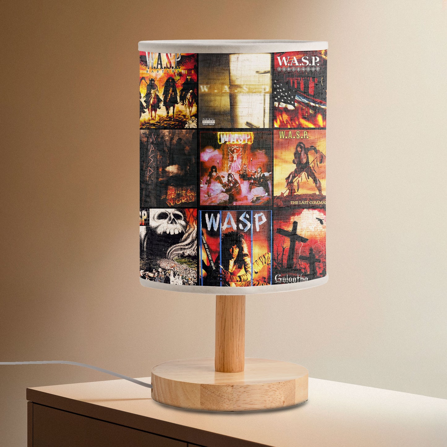 W.A.S.P. Albums Fabric Lamp – Wild 80s Metal Flame Glow