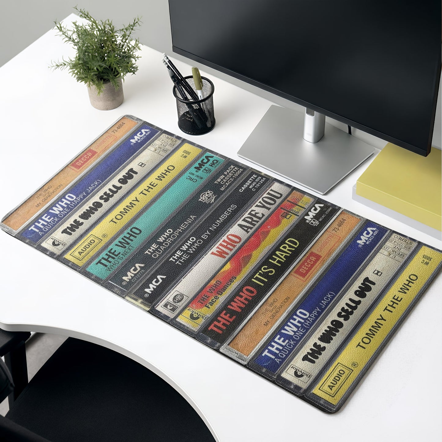 The Who Cassette Album Collage Print Desk Mat – Non-slip Office Gift Keyboard Pad Birthday Gift For Music Lovers
