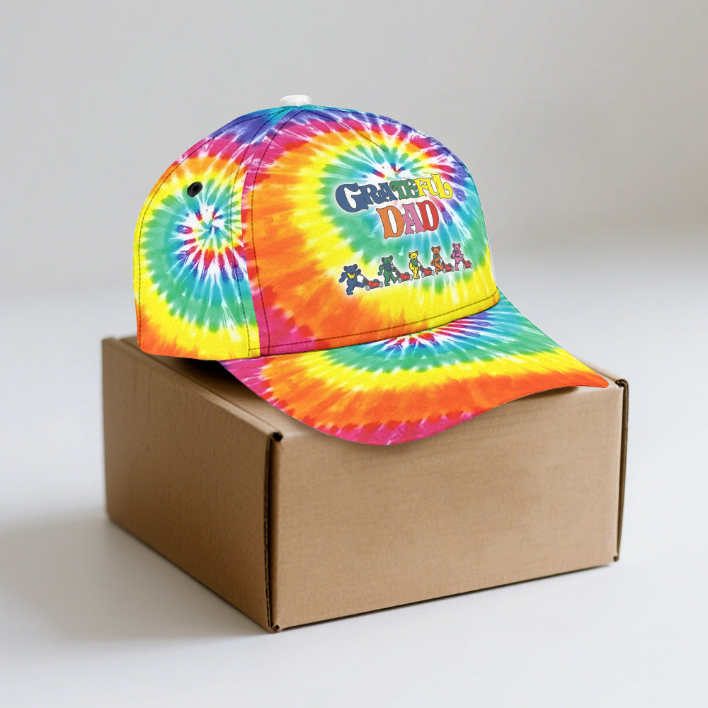 Grateful Dead Tie-Dye Cap – “Grateful Dad” Dancing Bears Hat