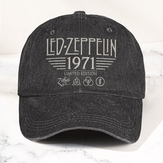 Led Zeppelin 1971 Four Symbols Icon Denim Cap – Vintage Dad Cap Gift For Dad (With Box)