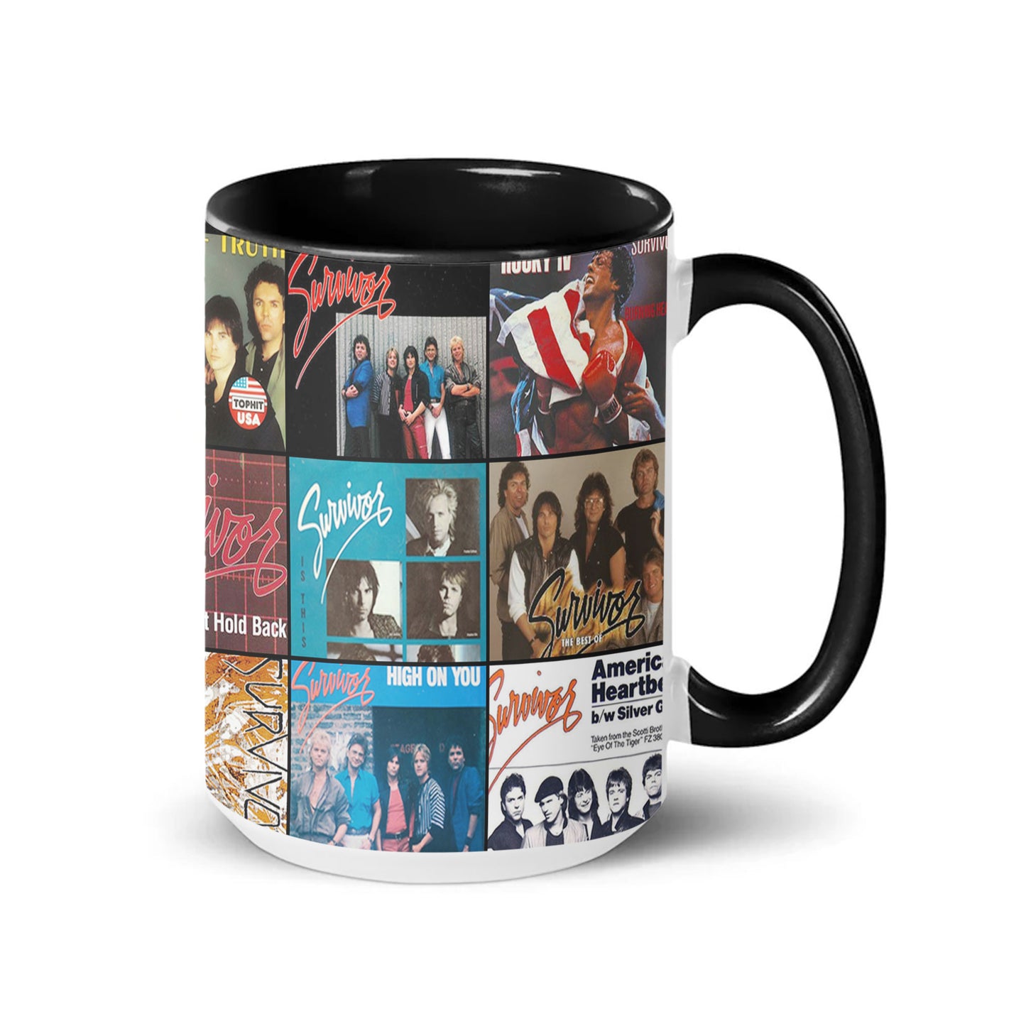 Survivor Accent Mug – Classic Rock Album Cover Collage Gift