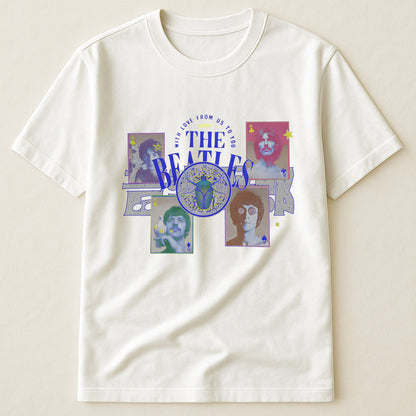 The Beatles Vintage Collage T-Shirt – With Love From Us To You Retro Band Tee