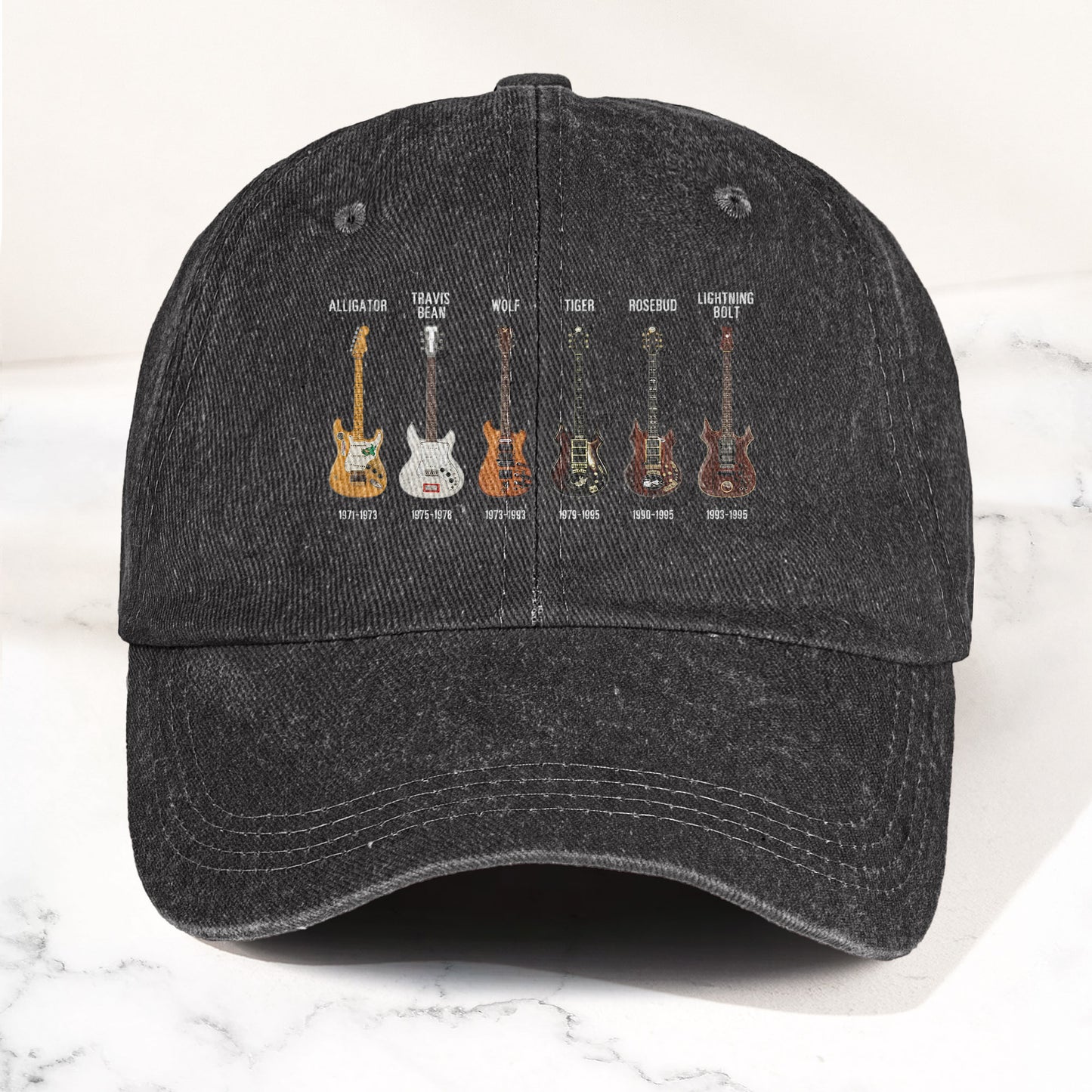 Jerry Garcia Famous Guitars Denim Cap – Vintage Music Grateful Dead Merch Gift for Dad (With Box)
