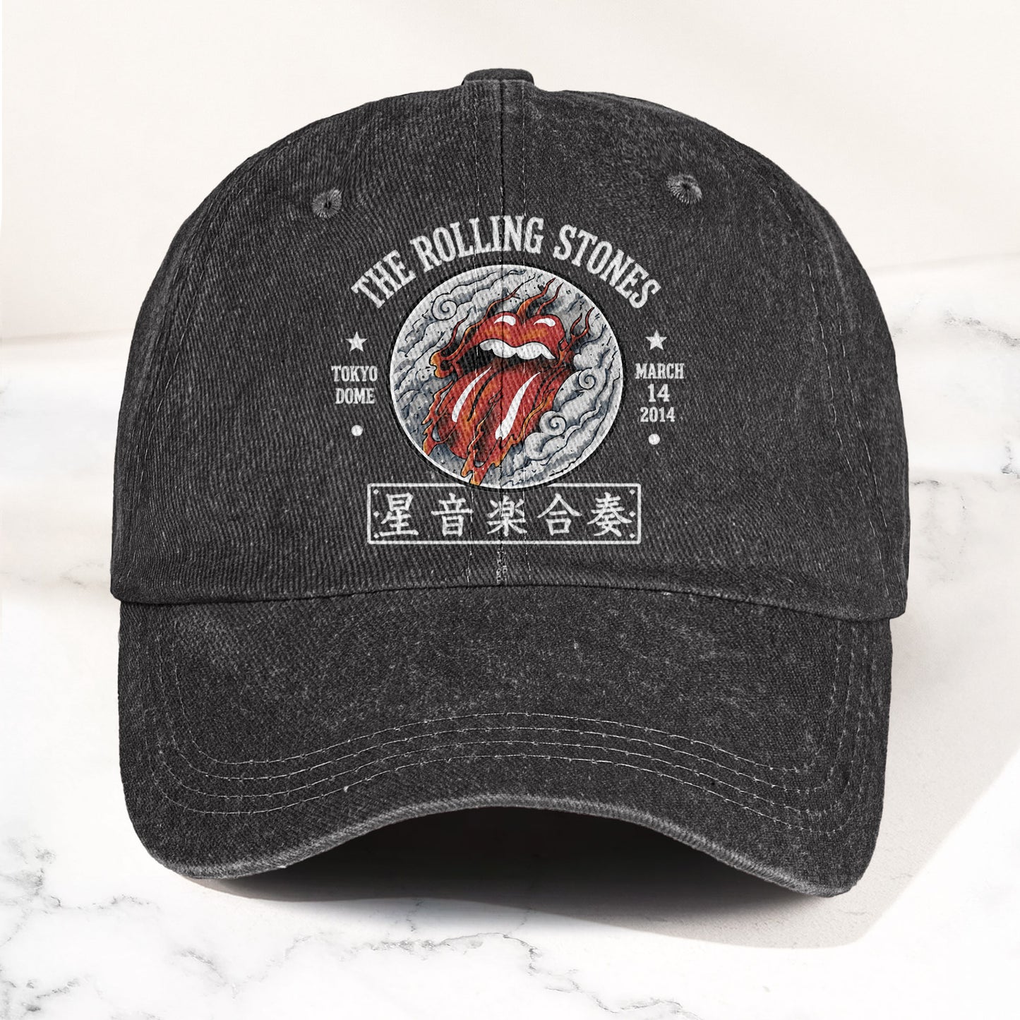 The Rolling Stones 2014 Tokyo Dome Concert Vintage Denim Cap – Retro Dad Cap (With Box)
