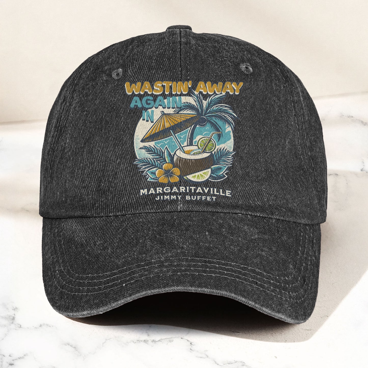 Margaritaville Denim Cap – Retro Jimmy Buffett Inspired Dad Hat (With Box)