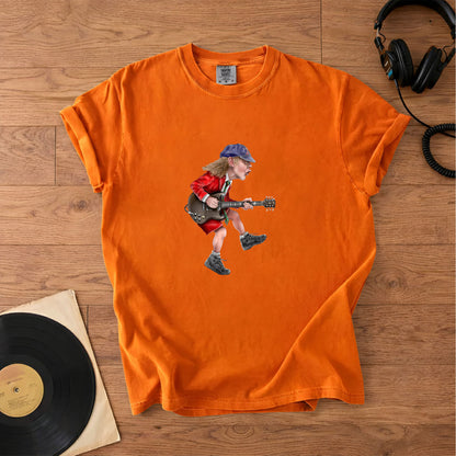 Angus Young Ripping On His Guitar Comfort Tee – Classic Music Graphic Shirt