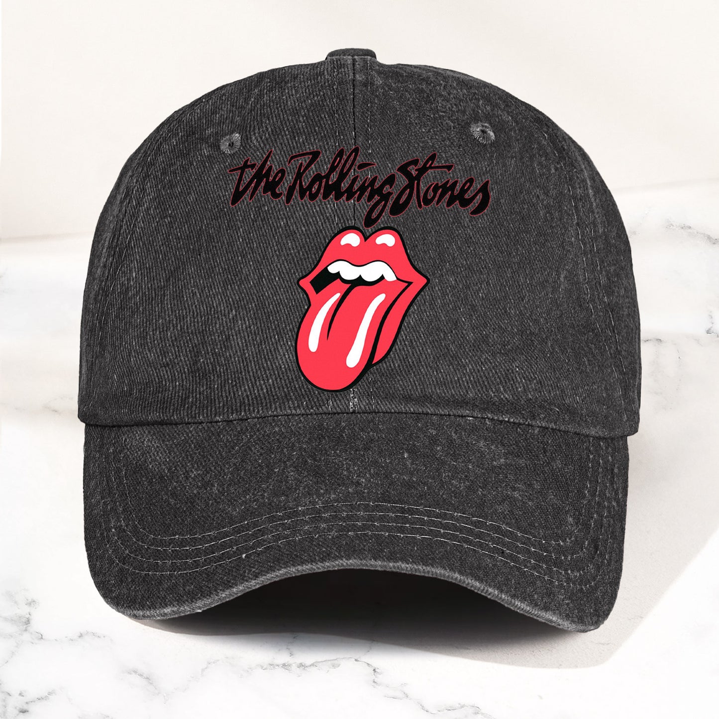 The Rolling Stones Denim Dad Cap – Classic Tongue Logo Design ( With BOX)