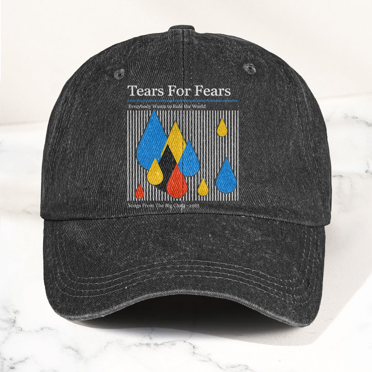 Tears for Fears Songs from the Big Chair 1985 Graphic Denim Cap – Retro Rock Music Fan Cap (With Box)