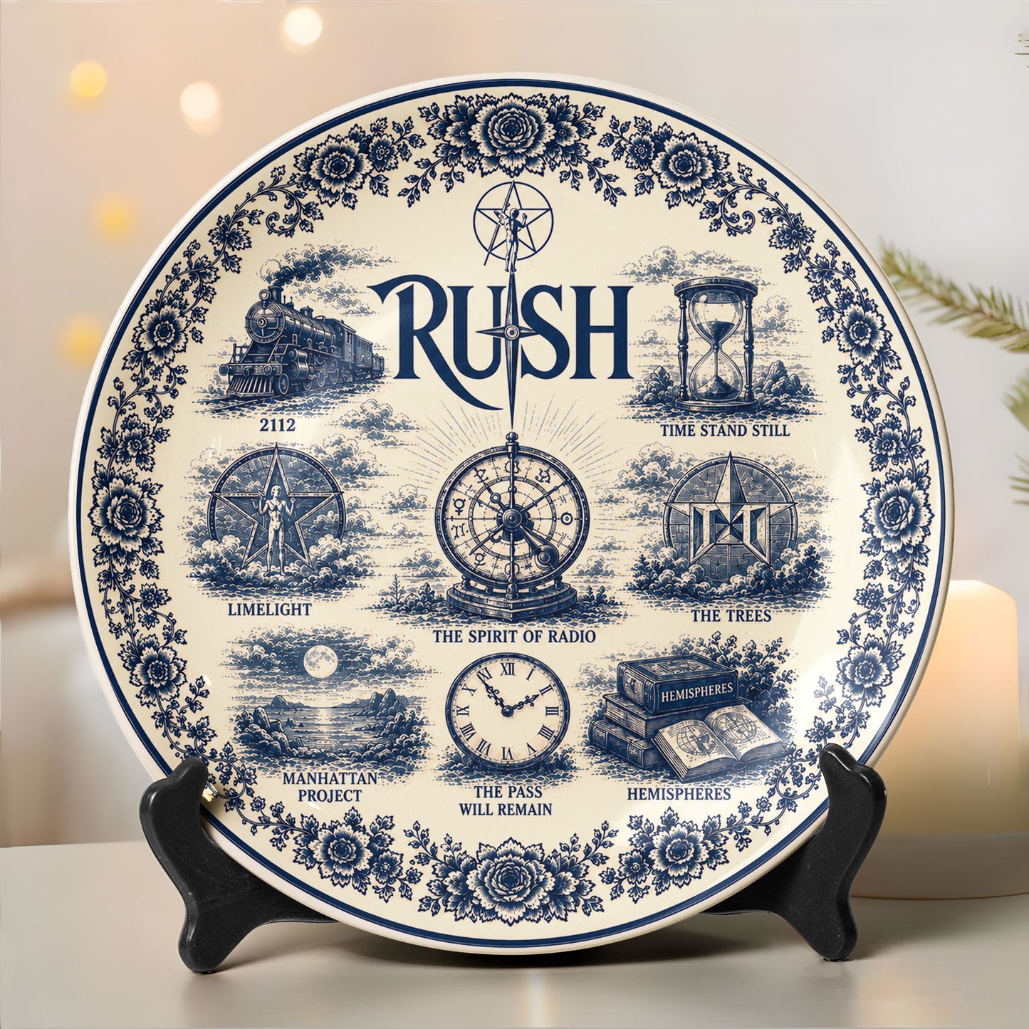 Rush Decorative Ceramic Plate with Display Stand – Classic Rock Songs Memorabilia Gift