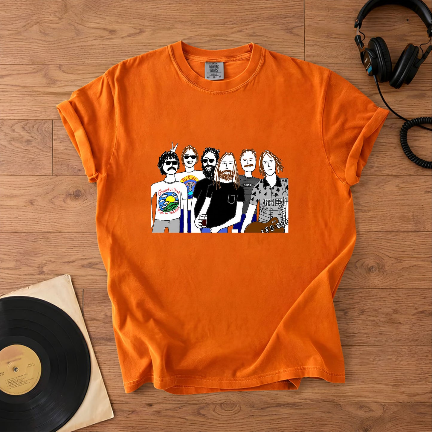 Grateful Dead Inspired Band Cartoon Graphic T-Shirt – Retro Rock Music Band Merch Tee
